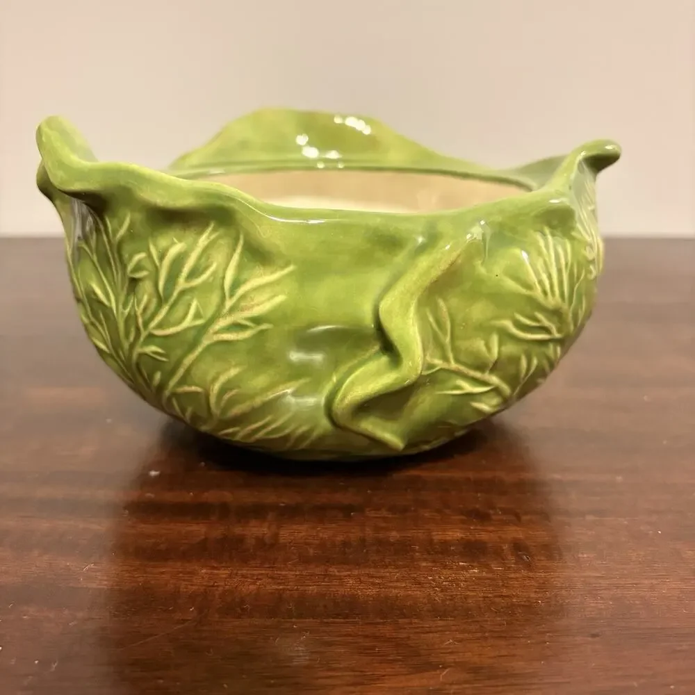 Vintage 1972 Holland Mold Cabbage Tureen with Lid & Underplate – Green Ceramic